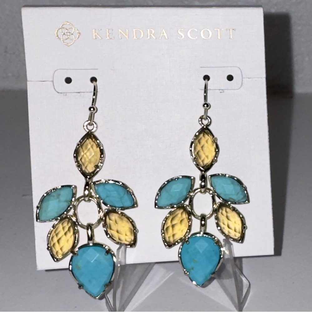 Vintage HTF Kendra Scott Jeannine Earrings |Turquoise + Yellow| Like New
